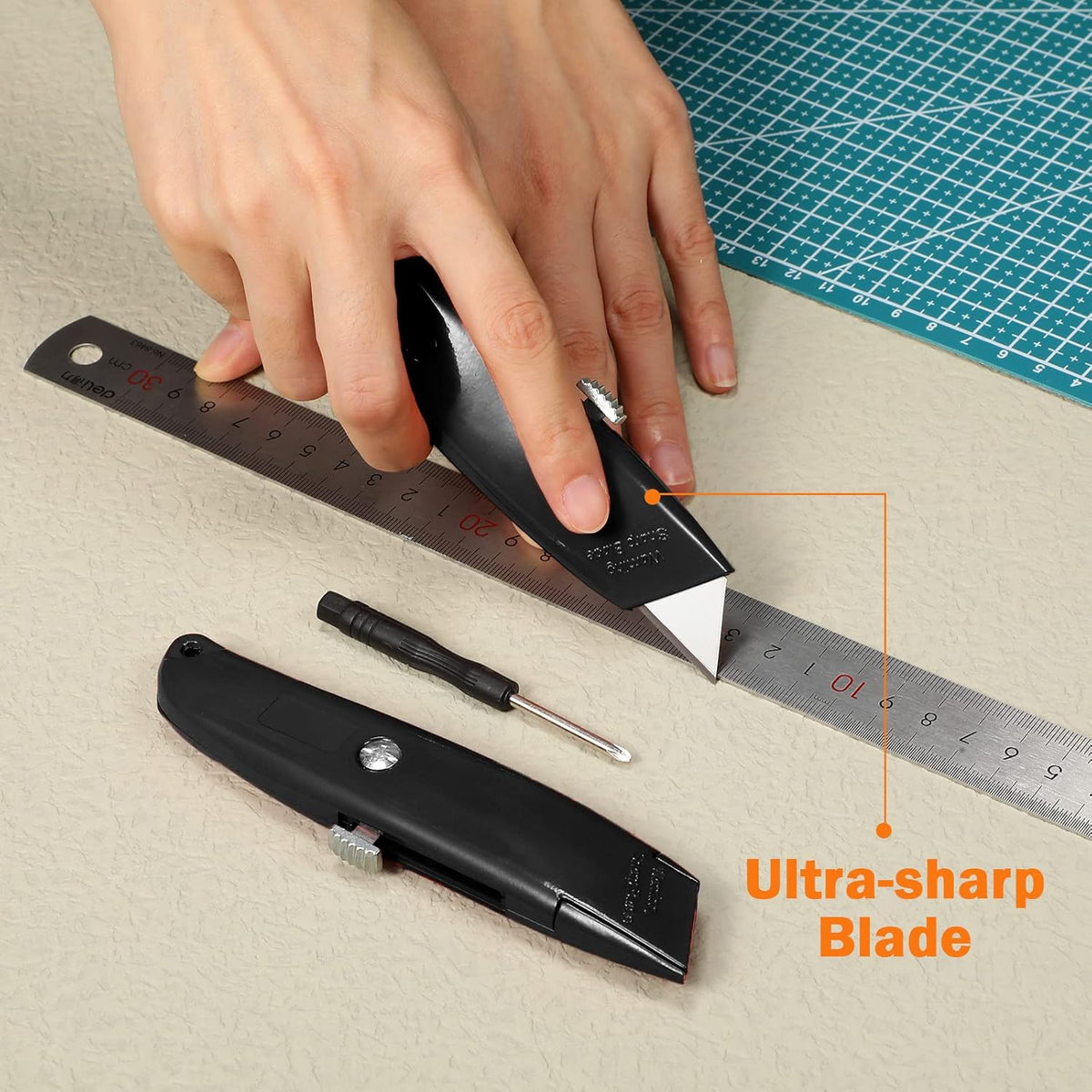 20 Pcs Box Cutter Bulk Retractable Utility Knife Heavy Duty Aluminum Alloy Razor Knife for Cardboard Box Carton Opener for DIY, Factory, Home Office(Red, Yellow, Blue, Green)