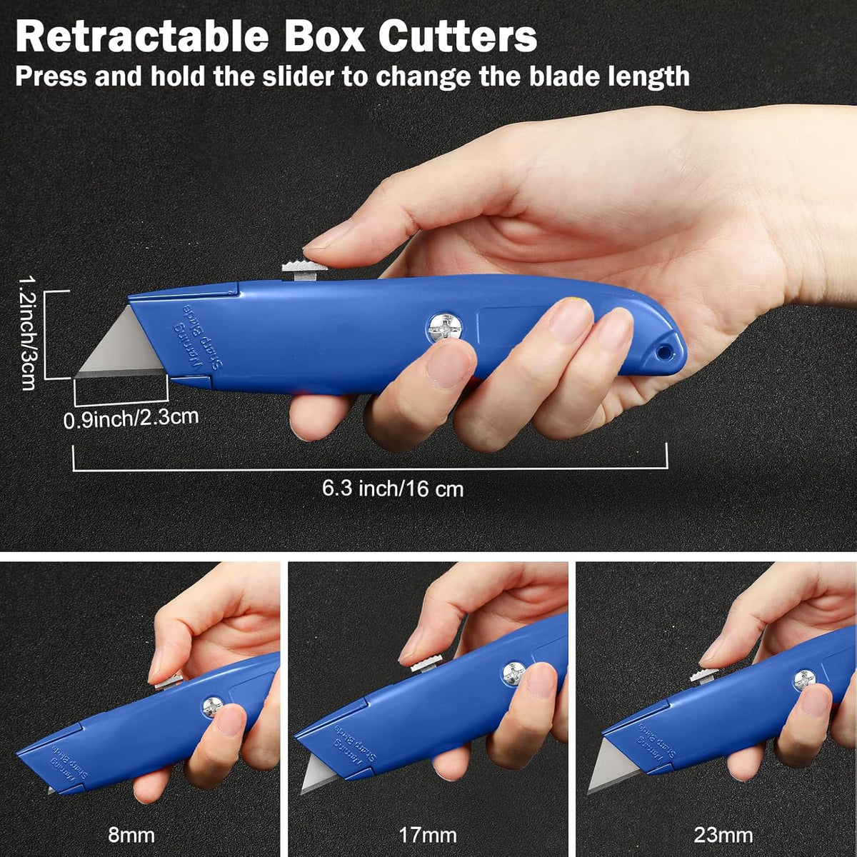 20 Pcs Box Cutter Bulk Retractable Utility Knife Heavy Duty Aluminum Alloy Razor Knife for Cardboard Box Carton Opener for DIY, Factory, Home Office(Red, Yellow, Blue, Green)