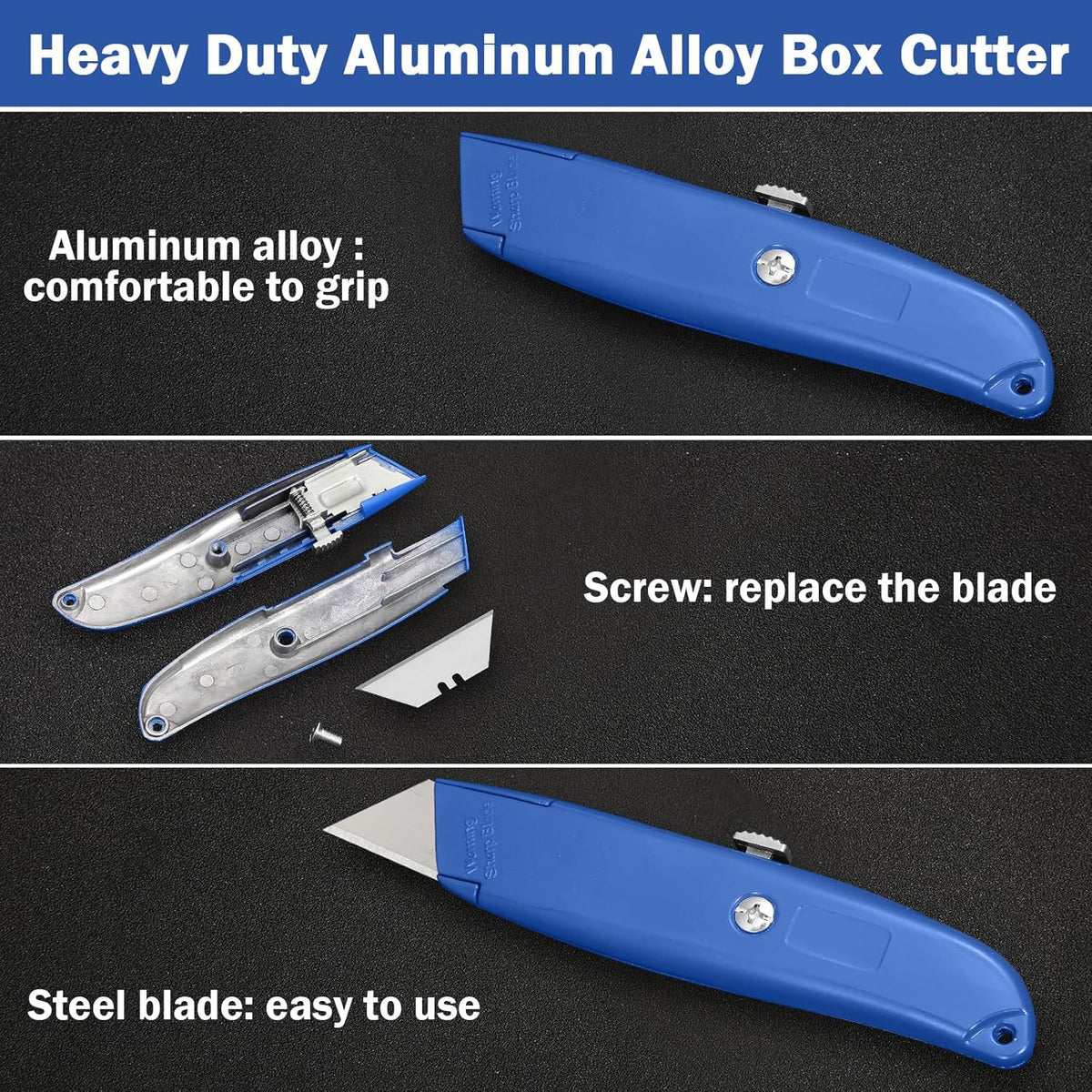 20 Pcs Box Cutter Bulk Retractable Utility Knife Heavy Duty Aluminum Alloy Razor Knife for Cardboard Box Carton Opener for DIY, Factory, Home Office(Red, Yellow, Blue, Green)