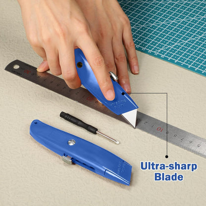 20 Pcs Box Cutter Bulk Retractable Utility Knife Heavy Duty Aluminum Alloy Razor Knife for Cardboard Box Carton Opener for DIY, Factory, Home Office(Red, Yellow, Blue, Green)