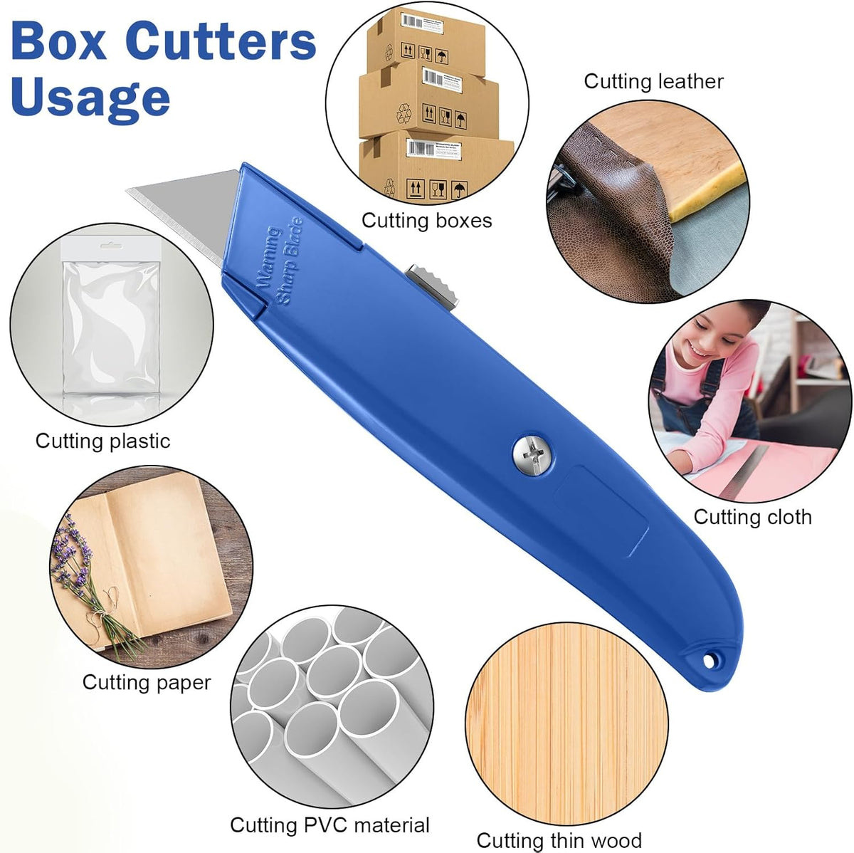 20 Pcs Box Cutter Bulk Retractable Utility Knife Heavy Duty Aluminum Alloy Razor Knife for Cardboard Box Carton Opener for DIY, Factory, Home Office(Red, Yellow, Blue, Green)
