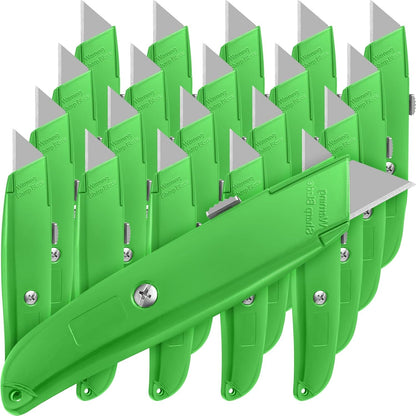 20 Pcs Box Cutter Bulk Retractable Utility Knife Heavy Duty Aluminum Alloy Razor Knife for Cardboard Box Carton Opener for DIY, Factory, Home Office(Red, Yellow, Blue, Green)