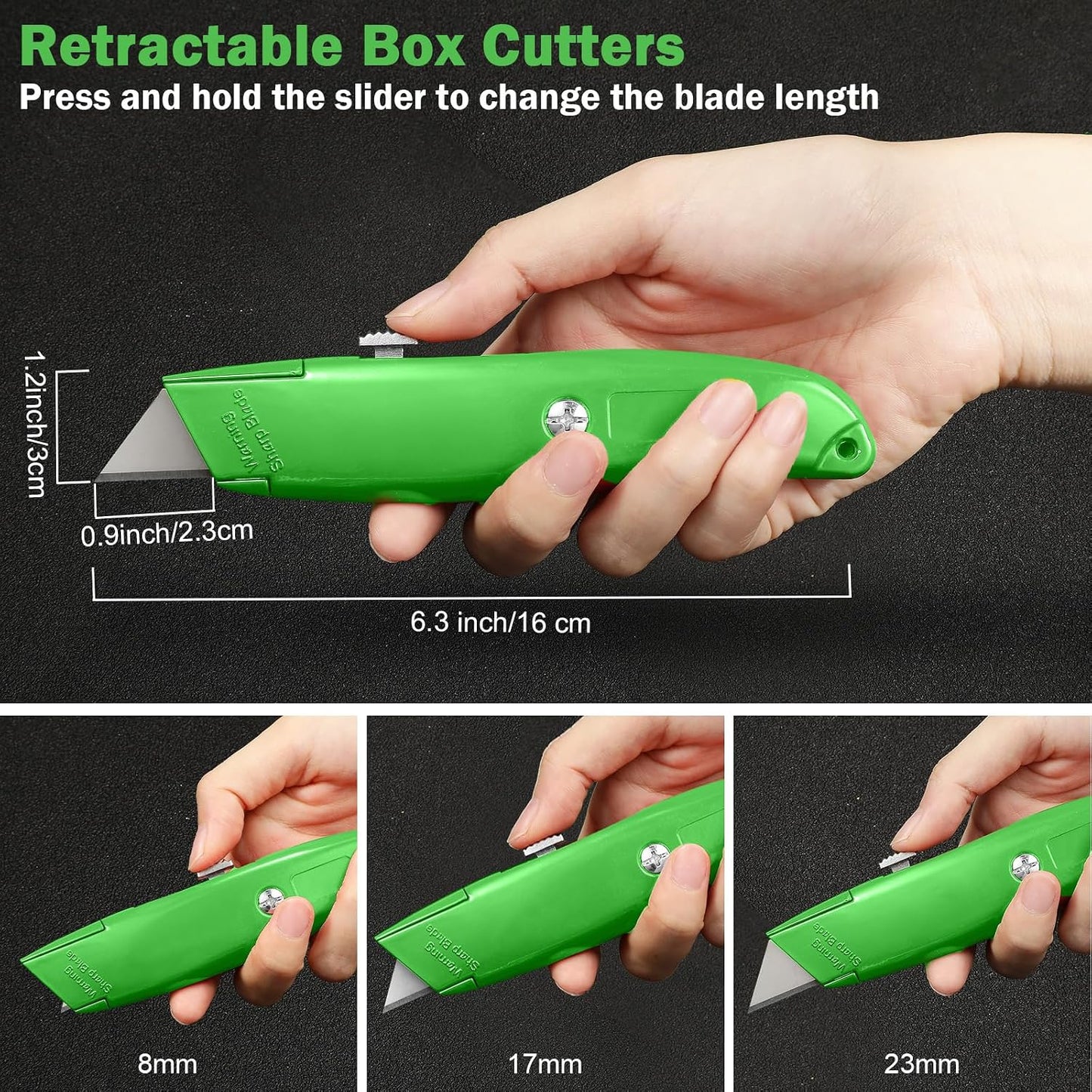 20 Pcs Box Cutter Bulk Retractable Utility Knife Heavy Duty Aluminum Alloy Razor Knife for Cardboard Box Carton Opener for DIY, Factory, Home Office(Red, Yellow, Blue, Green)