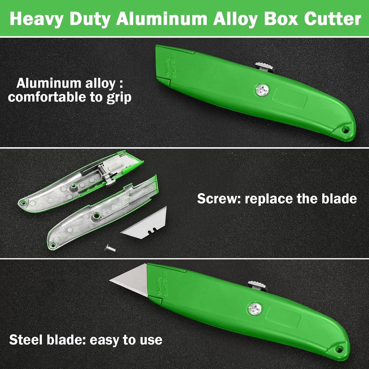 20 Pcs Box Cutter Bulk Retractable Utility Knife Heavy Duty Aluminum Alloy Razor Knife for Cardboard Box Carton Opener for DIY, Factory, Home Office(Red, Yellow, Blue, Green)