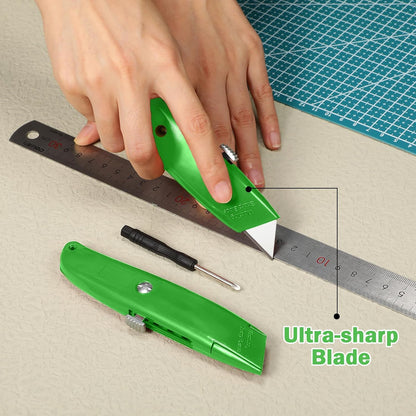 20 Pcs Box Cutter Bulk Retractable Utility Knife Heavy Duty Aluminum Alloy Razor Knife for Cardboard Box Carton Opener for DIY, Factory, Home Office(Red, Yellow, Blue, Green)