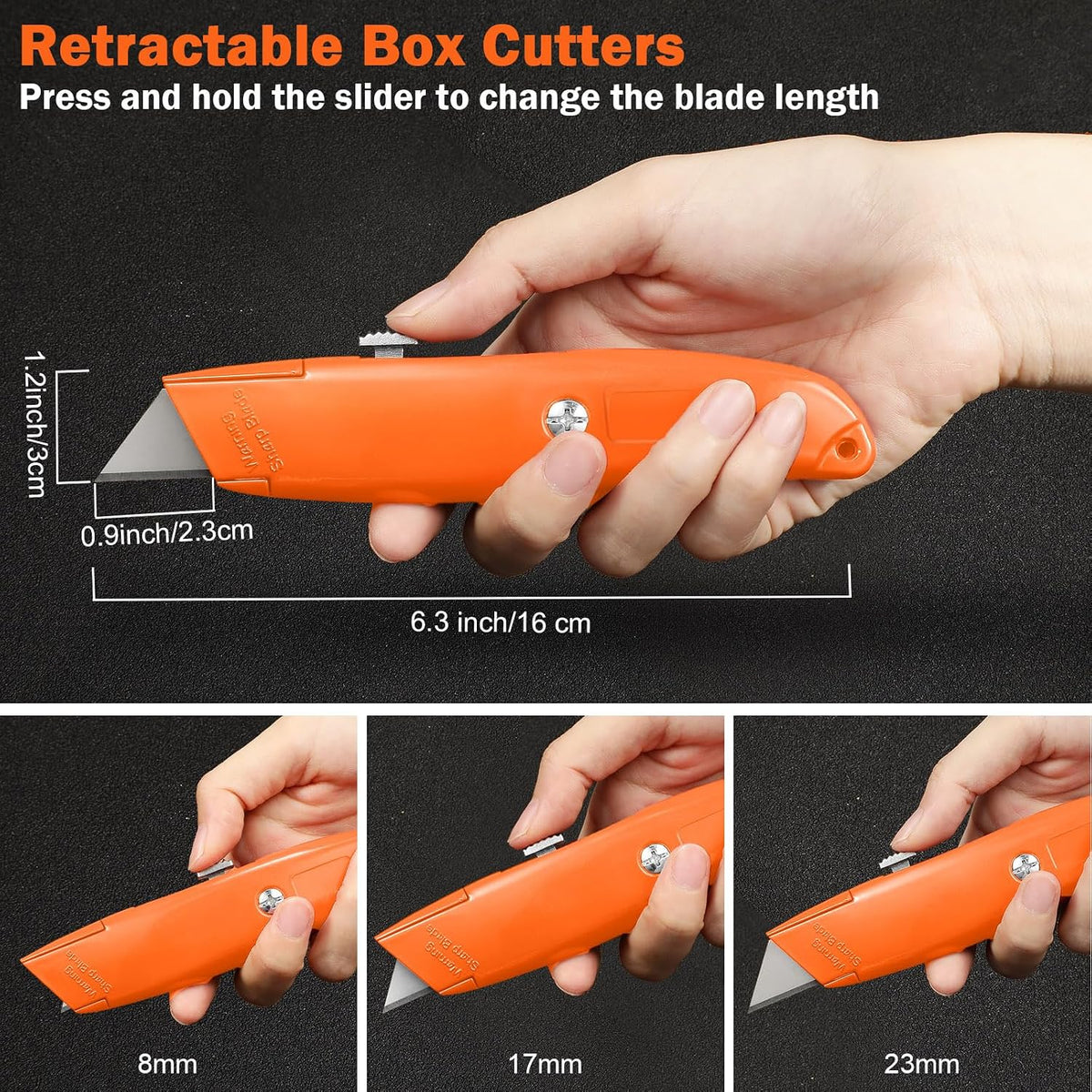 20 Pcs Box Cutter Bulk Retractable Utility Knife Heavy Duty Aluminum Alloy Razor Knife for Cardboard Box Carton Opener for DIY, Factory, Home Office(Red, Yellow, Blue, Green)