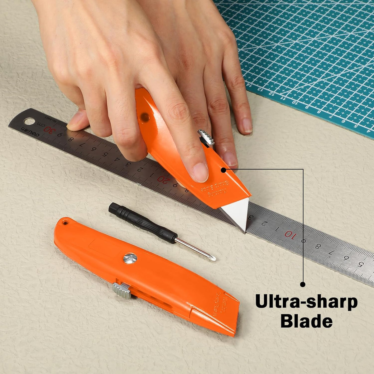 20 Pcs Box Cutter Bulk Retractable Utility Knife Heavy Duty Aluminum Alloy Razor Knife for Cardboard Box Carton Opener for DIY, Factory, Home Office(Red, Yellow, Blue, Green)