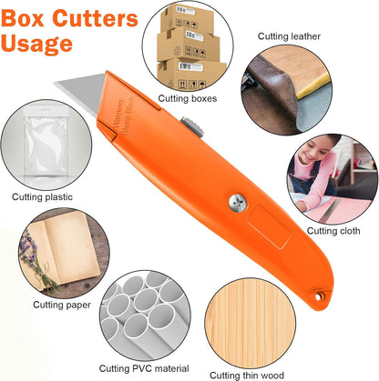 20 Pcs Box Cutter Bulk Retractable Utility Knife Heavy Duty Aluminum Alloy Razor Knife for Cardboard Box Carton Opener for DIY, Factory, Home Office(Red, Yellow, Blue, Green)