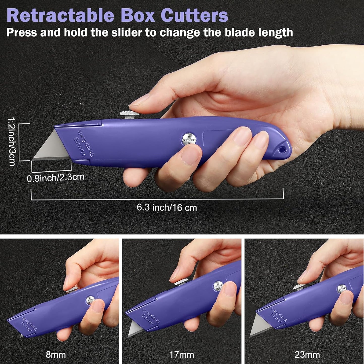 20 Pcs Box Cutter Bulk Retractable Utility Knife Heavy Duty Aluminum Alloy Razor Knife for Cardboard Box Carton Opener for DIY, Factory, Home Office(Red, Yellow, Blue, Green)