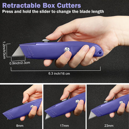 20 Pcs Box Cutter Bulk Retractable Utility Knife Heavy Duty Aluminum Alloy Razor Knife for Cardboard Box Carton Opener for DIY, Factory, Home Office(Red, Yellow, Blue, Green)