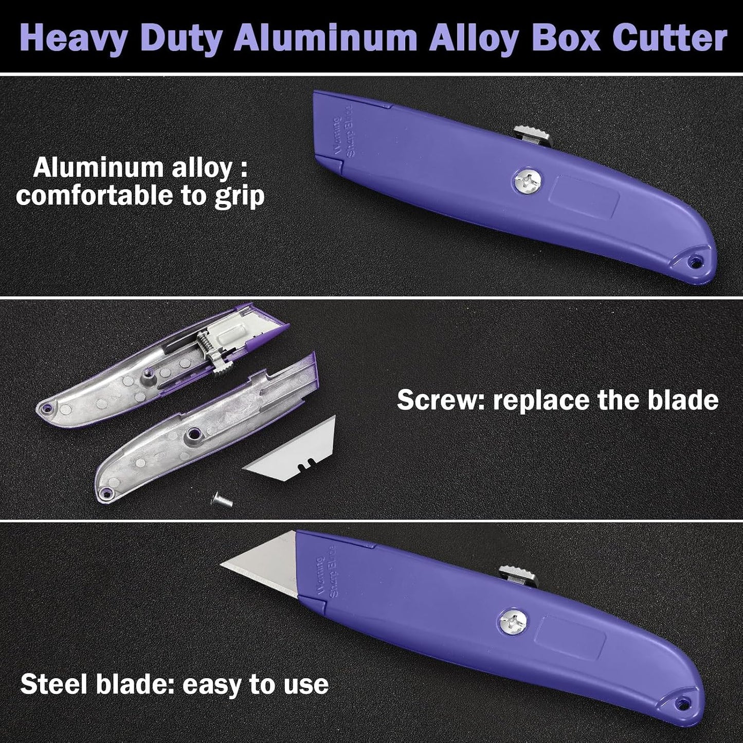 20 Pcs Box Cutter Bulk Retractable Utility Knife Heavy Duty Aluminum Alloy Razor Knife for Cardboard Box Carton Opener for DIY, Factory, Home Office(Red, Yellow, Blue, Green)
