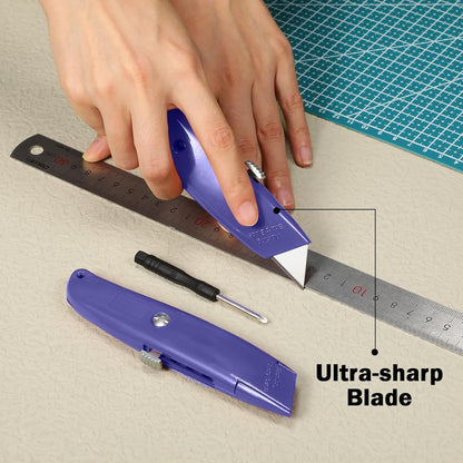 20 Pcs Box Cutter Bulk Retractable Utility Knife Heavy Duty Aluminum Alloy Razor Knife for Cardboard Box Carton Opener for DIY, Factory, Home Office(Red, Yellow, Blue, Green)