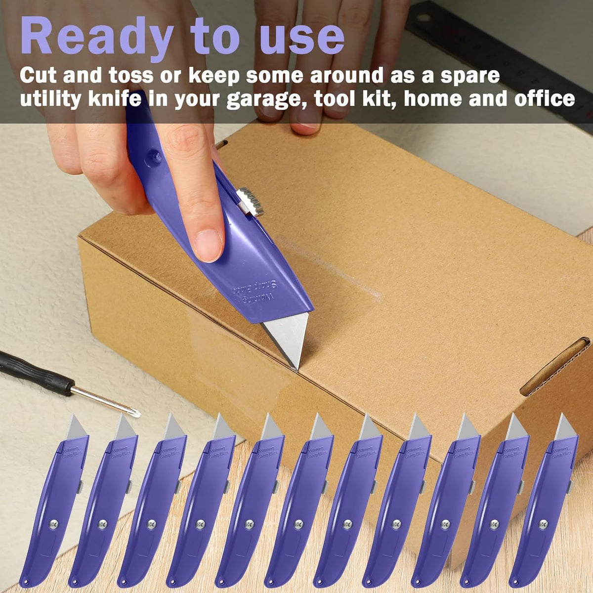20 Pcs Box Cutter Bulk Retractable Utility Knife Heavy Duty Aluminum Alloy Razor Knife for Cardboard Box Carton Opener for DIY, Factory, Home Office(Red, Yellow, Blue, Green)