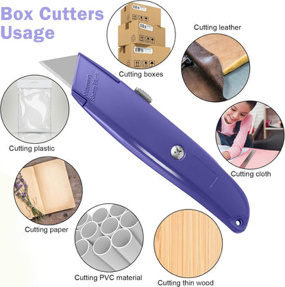 20 Pcs Box Cutter Bulk Retractable Utility Knife Heavy Duty Aluminum Alloy Razor Knife for Cardboard Box Carton Opener for DIY, Factory, Home Office(Red, Yellow, Blue, Green)