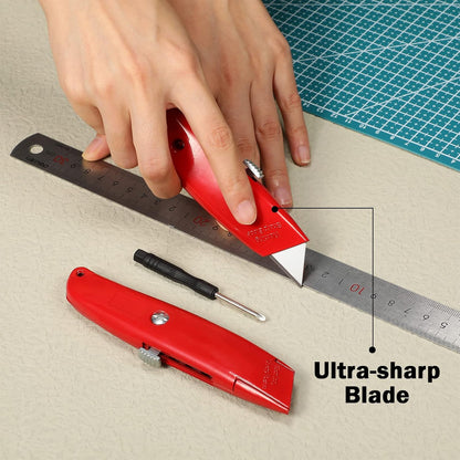 20 Pcs Box Cutter Bulk Retractable Utility Knife Heavy Duty Aluminum Alloy Razor Knife for Cardboard Box Carton Opener for DIY, Factory, Home Office(Red, Yellow, Blue, Green)