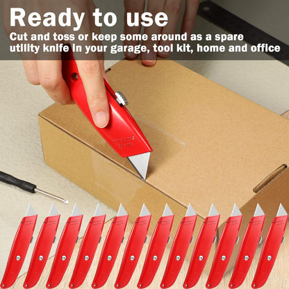 20 Pcs Box Cutter Bulk Retractable Utility Knife Heavy Duty Aluminum Alloy Razor Knife for Cardboard Box Carton Opener for DIY, Factory, Home Office(Red, Yellow, Blue, Green)