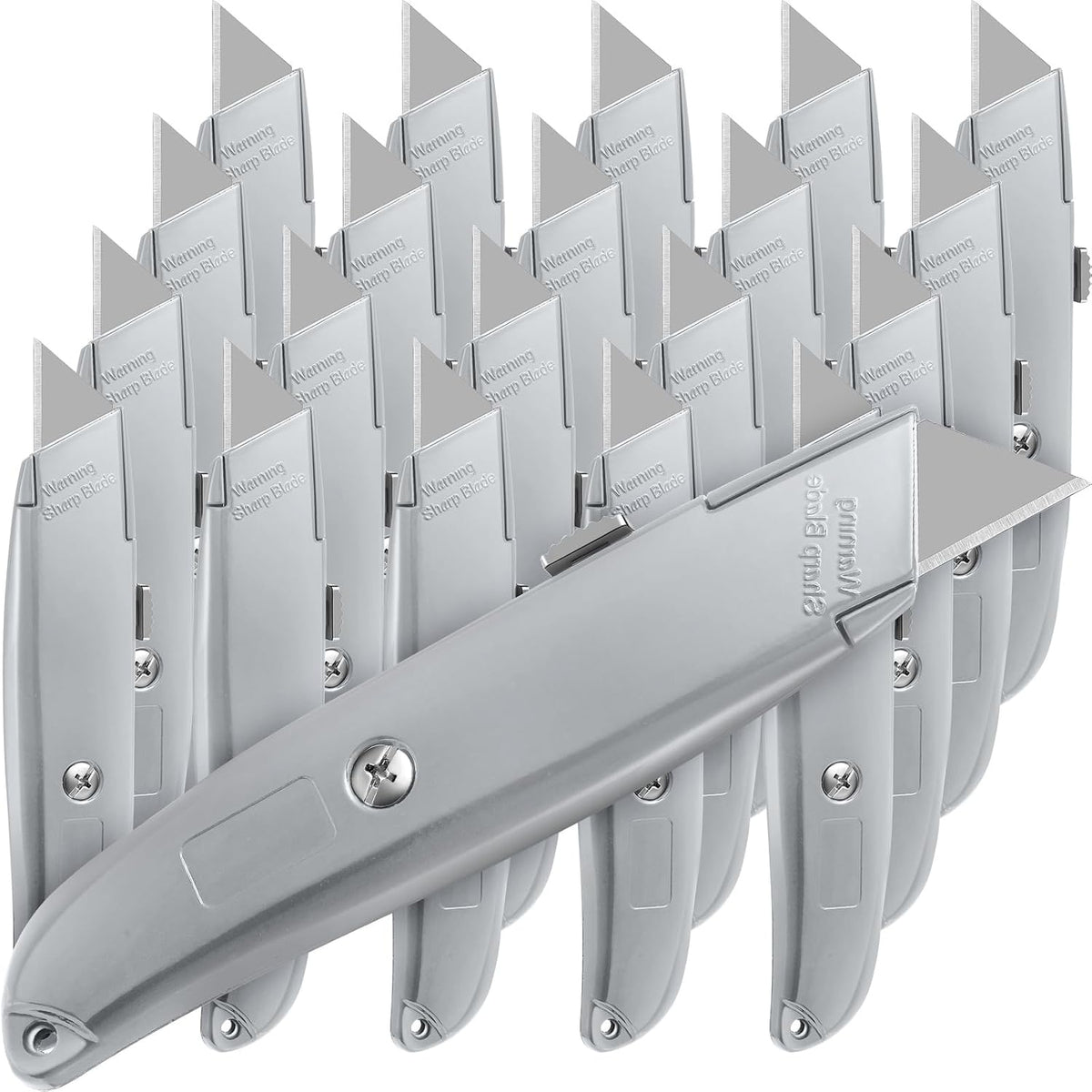 20 Pcs Box Cutter Bulk Retractable Utility Knife Heavy Duty Aluminum Alloy Razor Knife for Cardboard Box Carton Opener for DIY, Factory, Home Office(Red, Yellow, Blue, Green)