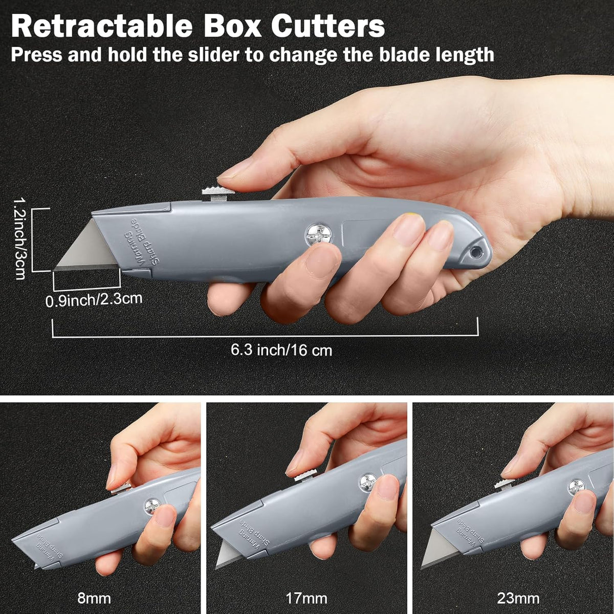 20 Pcs Box Cutter Bulk Retractable Utility Knife Heavy Duty Aluminum Alloy Razor Knife for Cardboard Box Carton Opener for DIY, Factory, Home Office(Red, Yellow, Blue, Green)