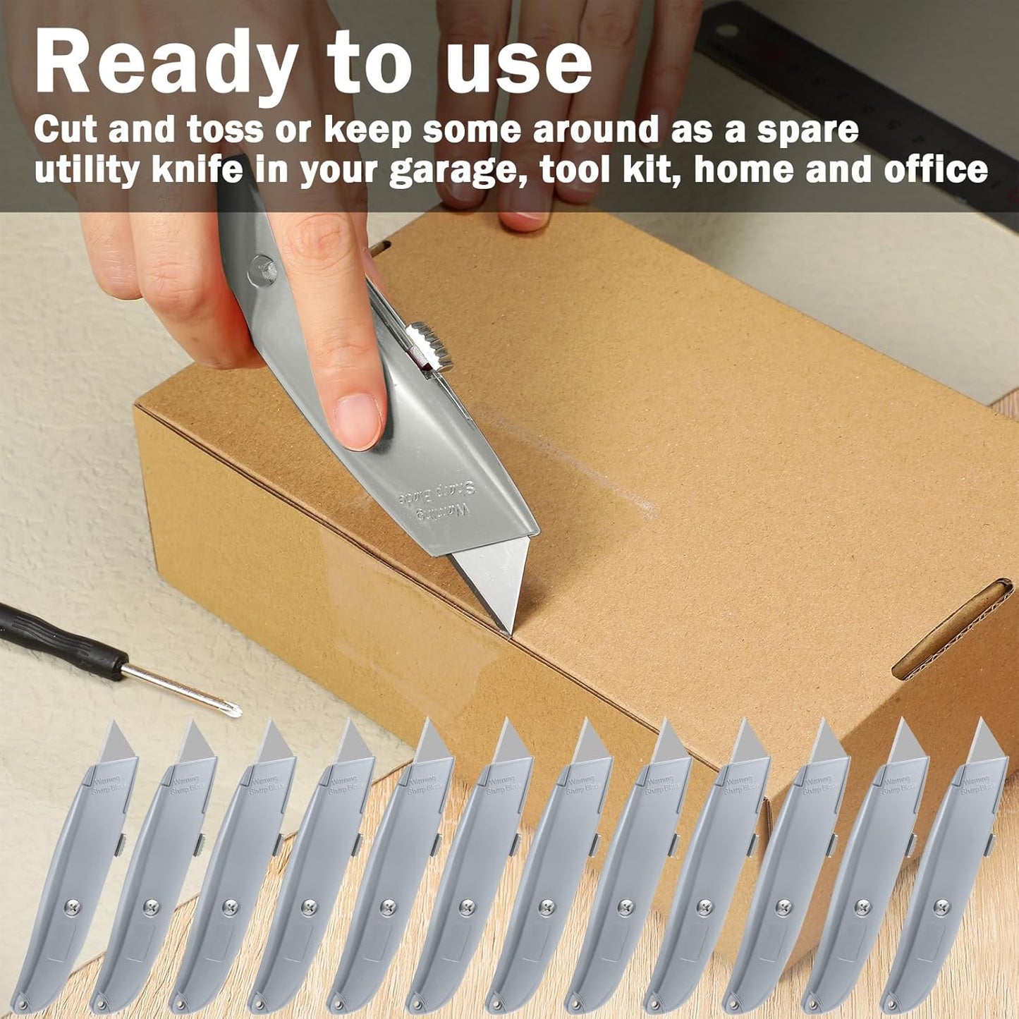 20 Pcs Box Cutter Bulk Retractable Utility Knife Heavy Duty Aluminum Alloy Razor Knife for Cardboard Box Carton Opener for DIY, Factory, Home Office(Red, Yellow, Blue, Green)