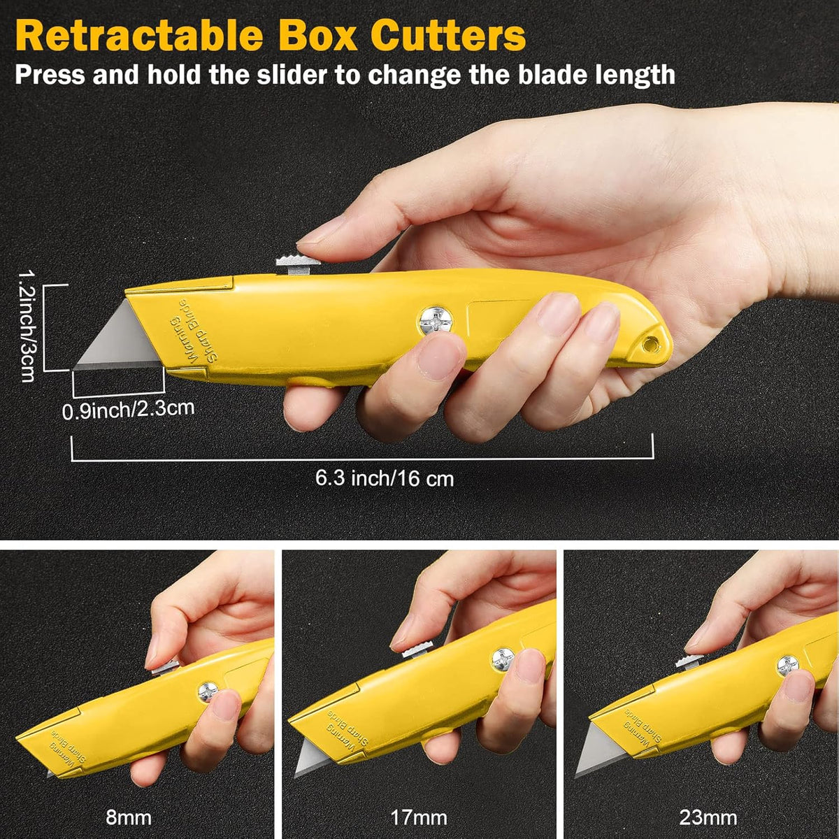 20 Pcs Box Cutter Bulk Retractable Utility Knife Heavy Duty Aluminum Alloy Razor Knife for Cardboard Box Carton Opener for DIY, Factory, Home Office(Red, Yellow, Blue, Green)
