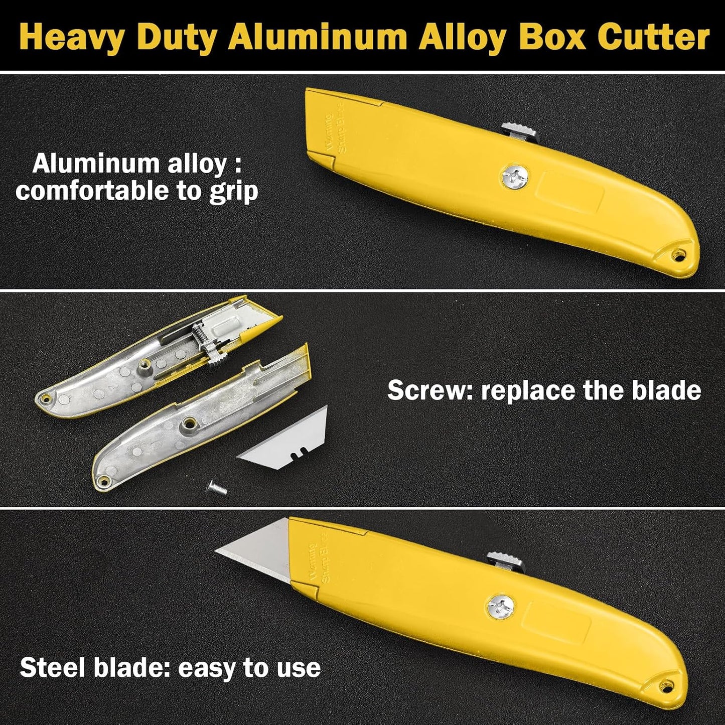 20 Pcs Box Cutter Bulk Retractable Utility Knife Heavy Duty Aluminum Alloy Razor Knife for Cardboard Box Carton Opener for DIY, Factory, Home Office(Red, Yellow, Blue, Green)