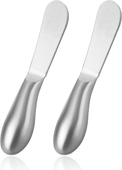2 Pcs Butter Knife Little Cheese Spreader Knives Stainless Steel Spreader Knife Set Cocktail Knives for Condiments Cheese Charcuterie Board Jam Pastry making and Other Kitchen Daily