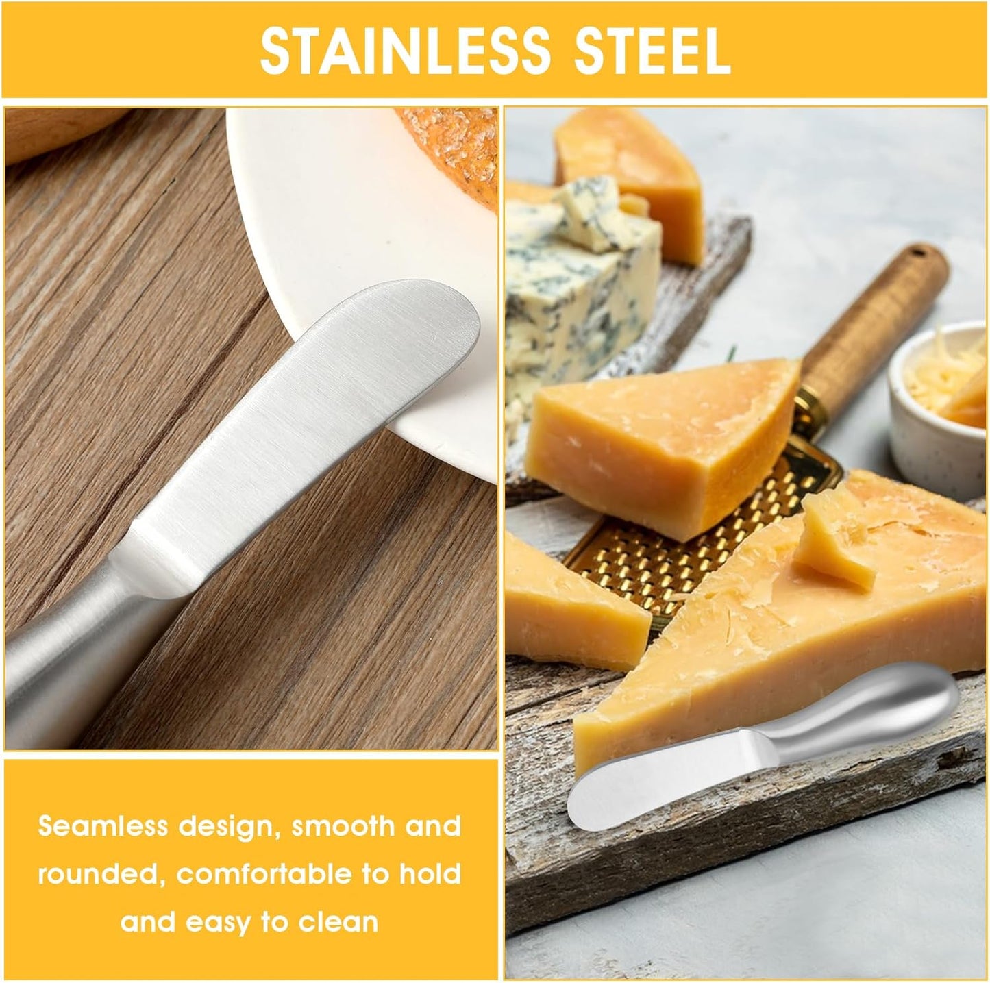 2 Pcs Butter Knife Little Cheese Spreader Knives Stainless Steel Spreader Knife Set Cocktail Knives for Condiments Cheese Charcuterie Board Jam Pastry making and Other Kitchen Daily