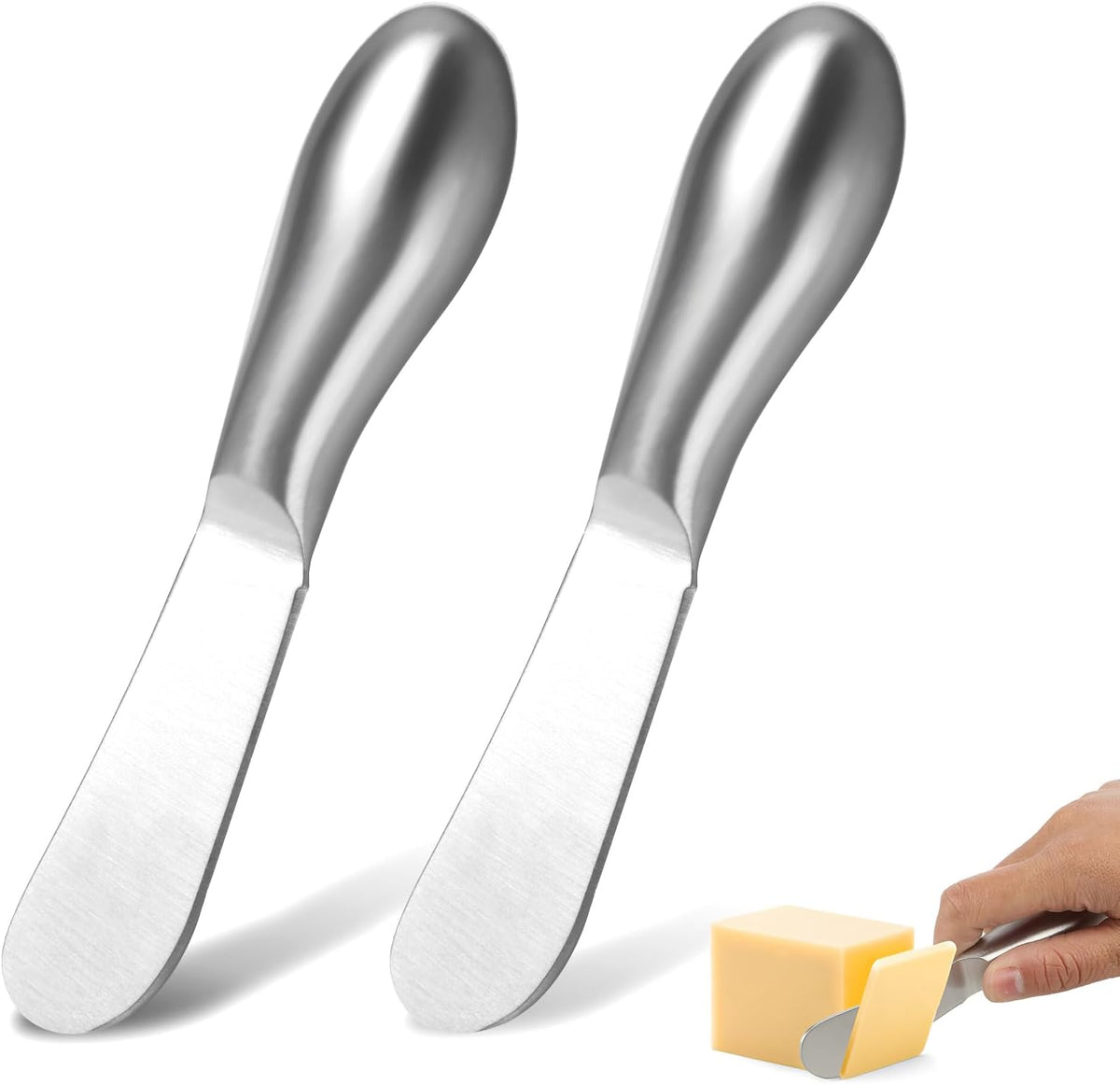 2 Pcs Butter Knife Little Cheese Spreader Knives Stainless Steel Spreader Knife Set Cocktail Knives for Condiments Cheese Charcuterie Board Jam Pastry making and Other Kitchen Daily