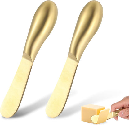 2 Pcs Butter Knife Little Cheese Spreader Knives Stainless Steel Spreader Knife Set Cocktail Knives for Condiments Cheese Charcuterie Board Jam Pastry making and Other Kitchen Daily