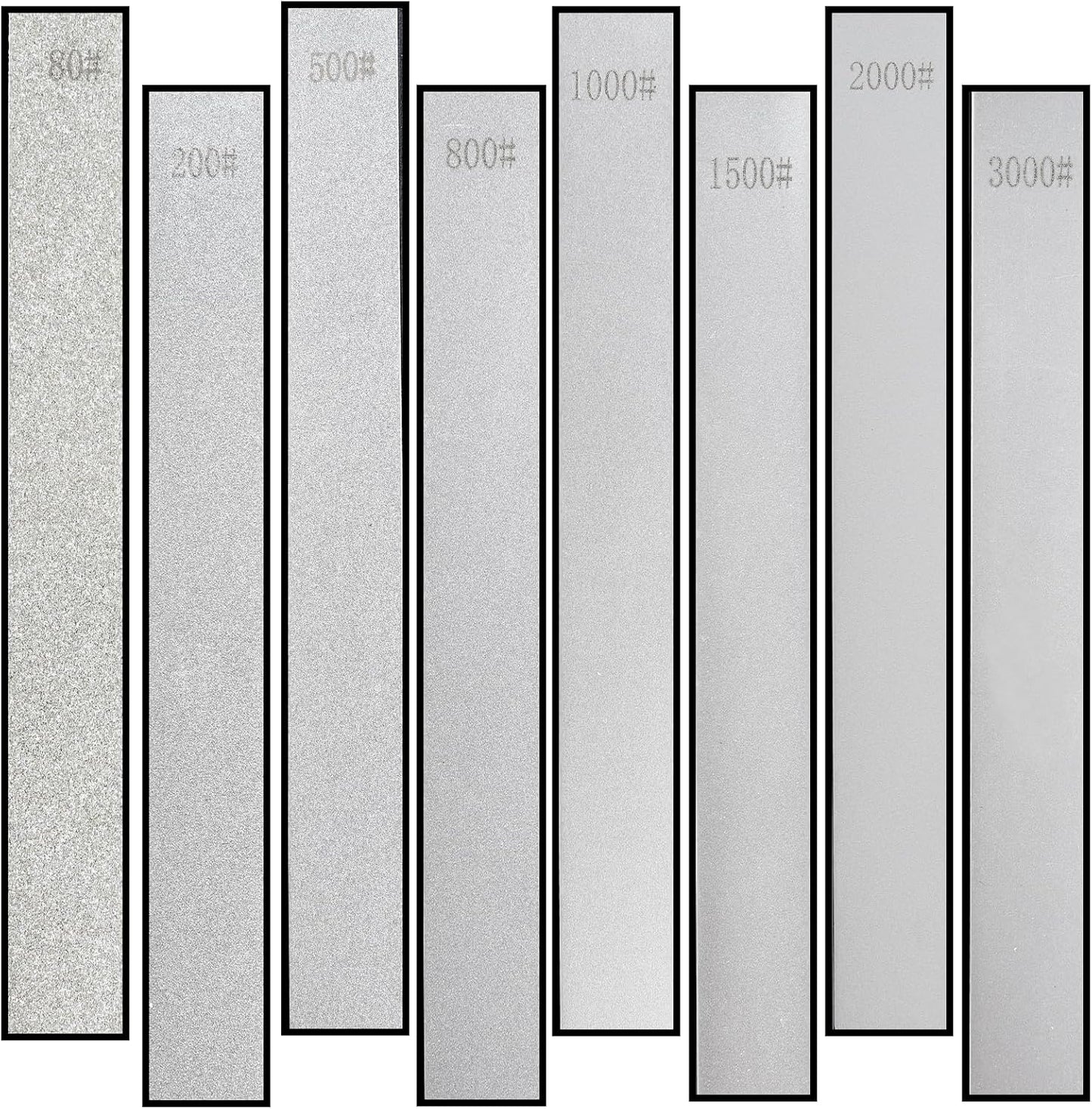 8 PCS Diamond Knife Sharpening Stones, Diamond Whetstone with a Non-Slip Base, Professional Whetstone Set for Kitchen, 80/200/500/800/1000/1500/2000/3000 Grit Knife Sharpener