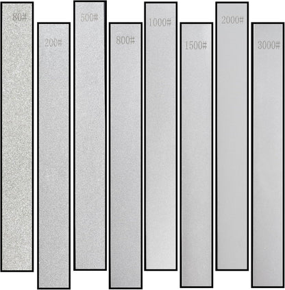 8 PCS Diamond Knife Sharpening Stones, Diamond Whetstone with a Non-Slip Base, Professional Whetstone Set for Kitchen, 80/200/500/800/1000/1500/2000/3000 Grit Knife Sharpener
