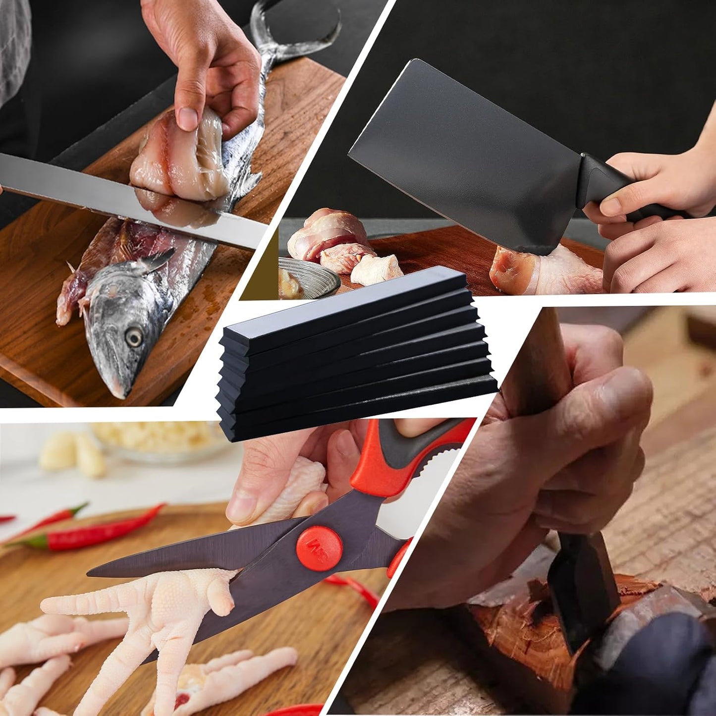 8 PCS Diamond Knife Sharpening Stones, Diamond Whetstone with a Non-Slip Base, Professional Whetstone Set for Kitchen, 80/200/500/800/1000/1500/2000/3000 Grit Knife Sharpener