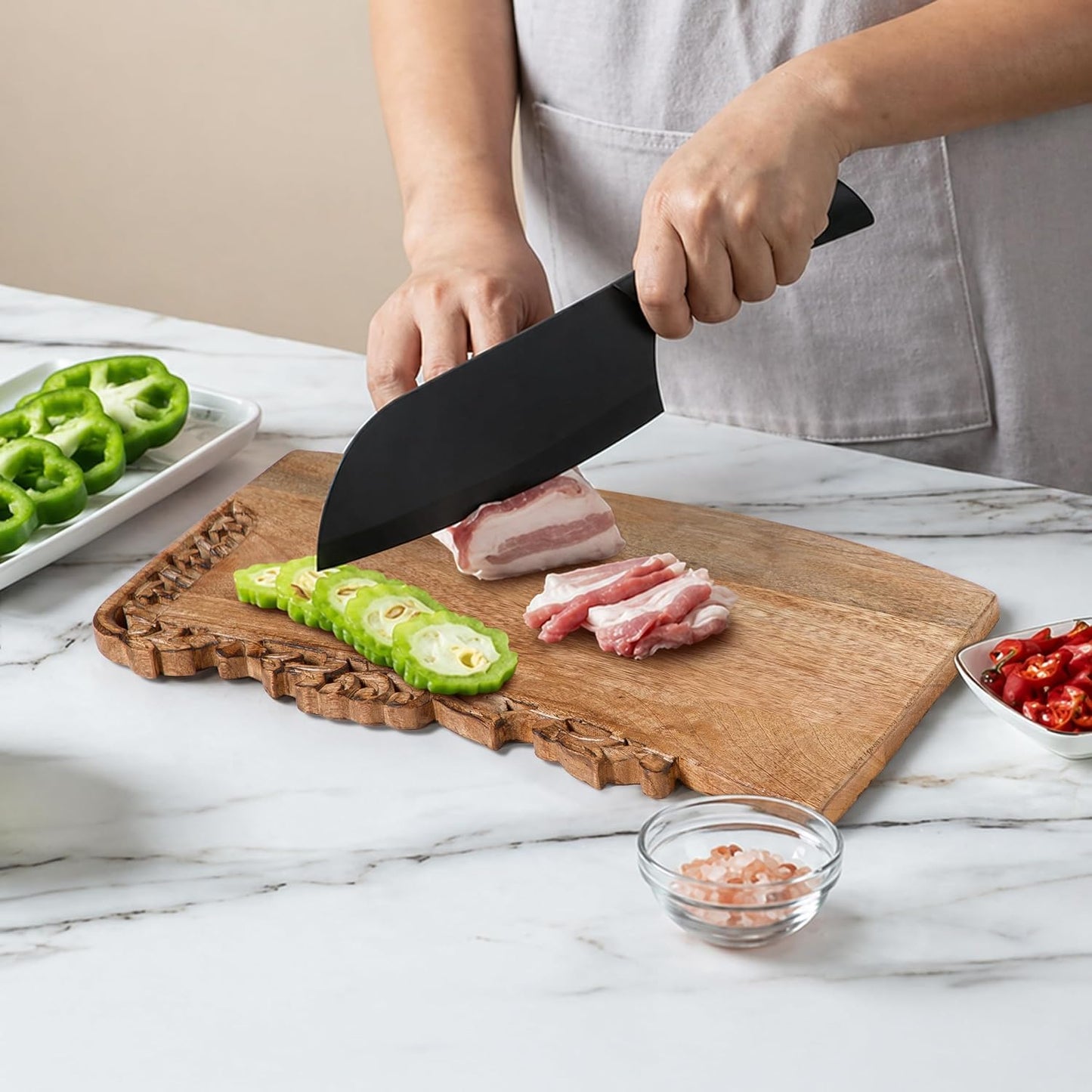Burnt Wooden Chopping Board - 16 Inch Reversible Charcuterie Tray