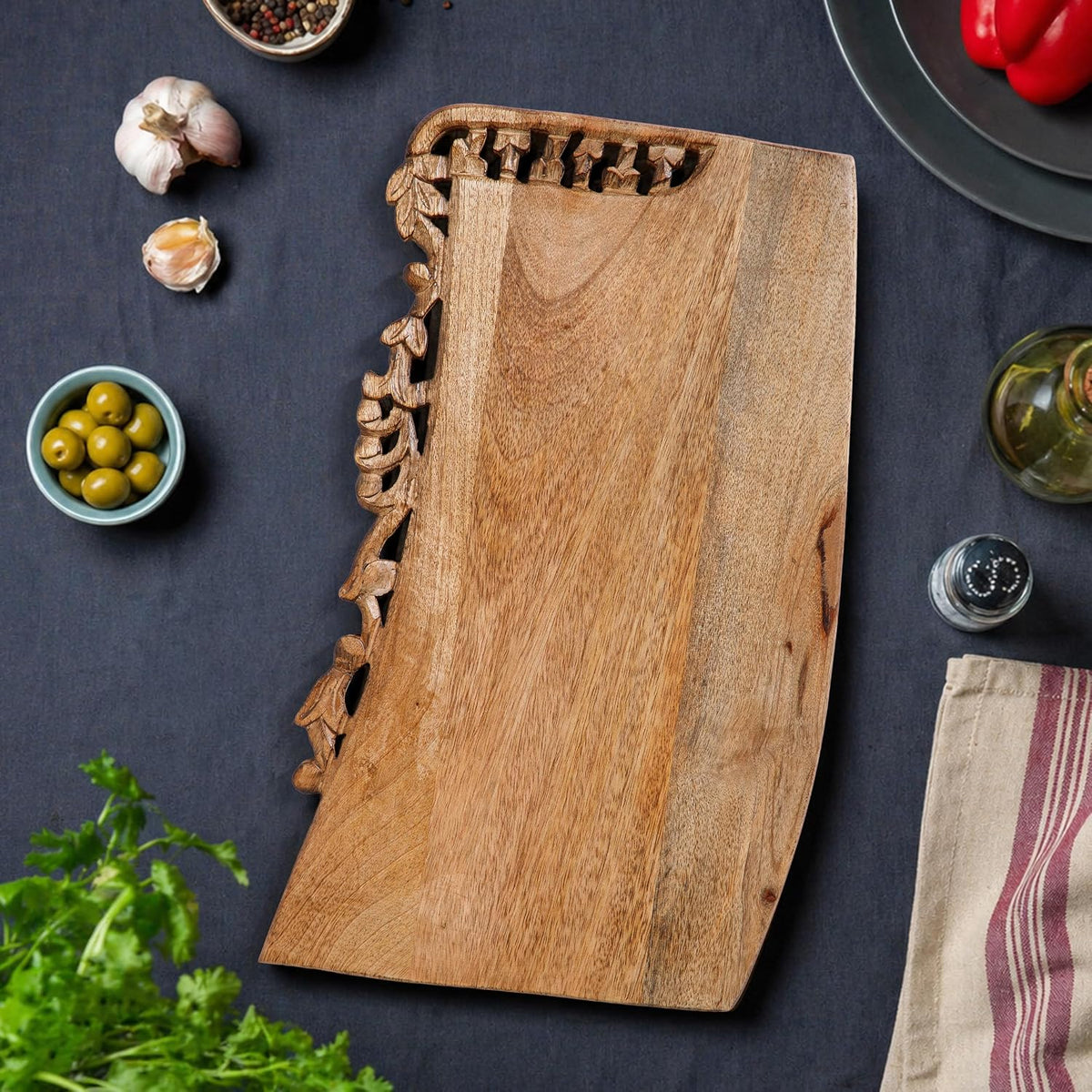 Burnt Wooden Chopping Board - 16 Inch Reversible Charcuterie Tray