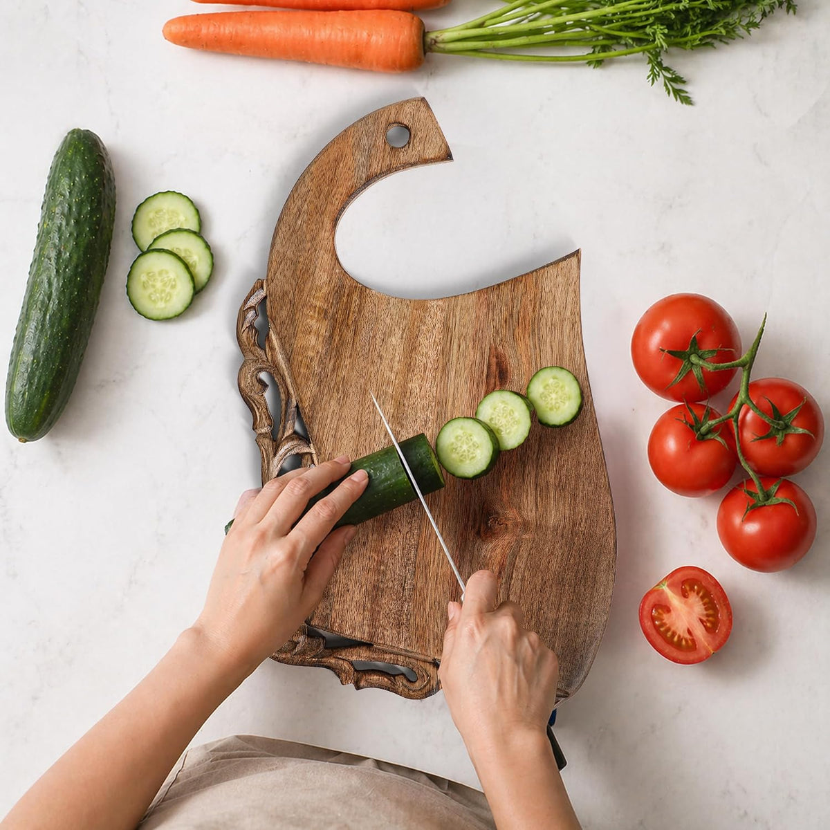 Burnt Wooden Chopping Board - 16 Inch Reversible Charcuterie Tray