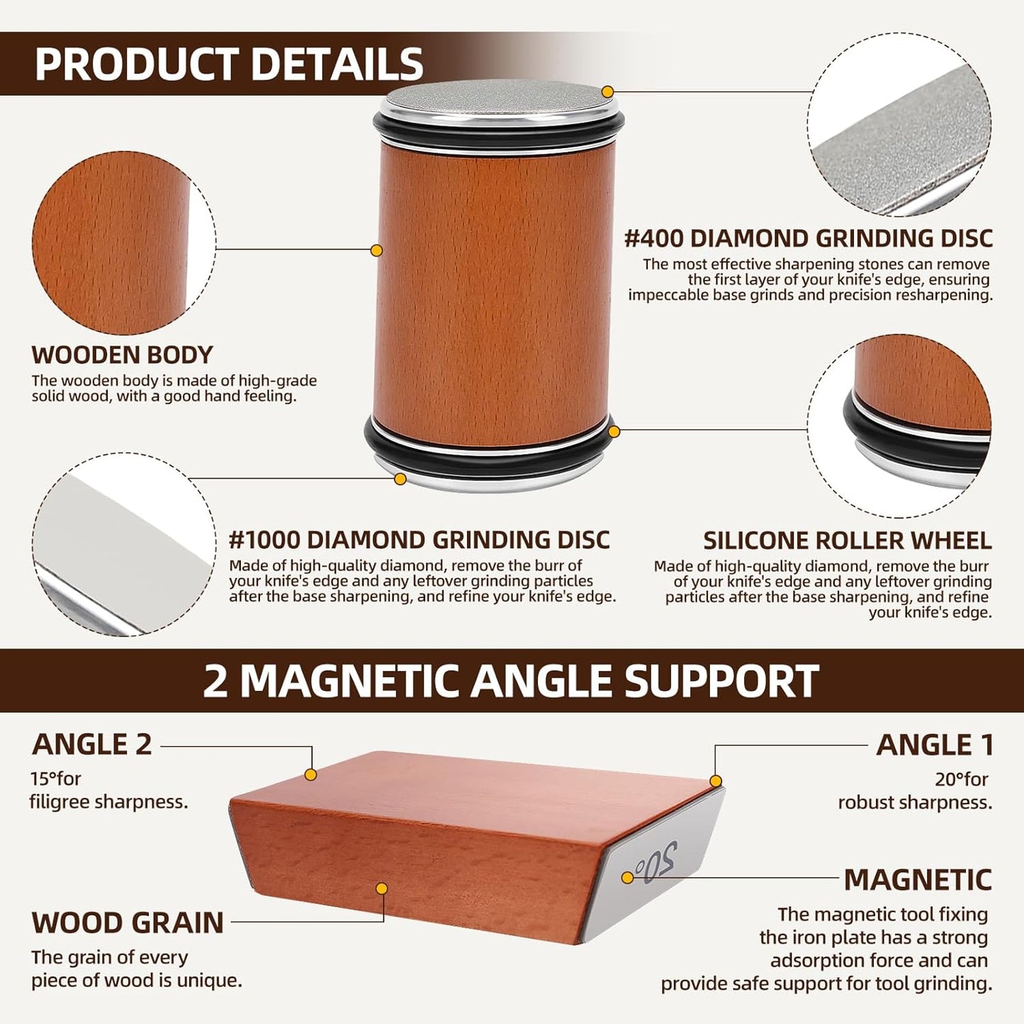 Rolling Knife Sharpener ， Rolling Knife Sharpener Kit Is Suitable For Any Kitchen roller knife sharpener, And The Roller Knife Sharpener Supports Magnetic Tilting At 15 ° And 20 knife