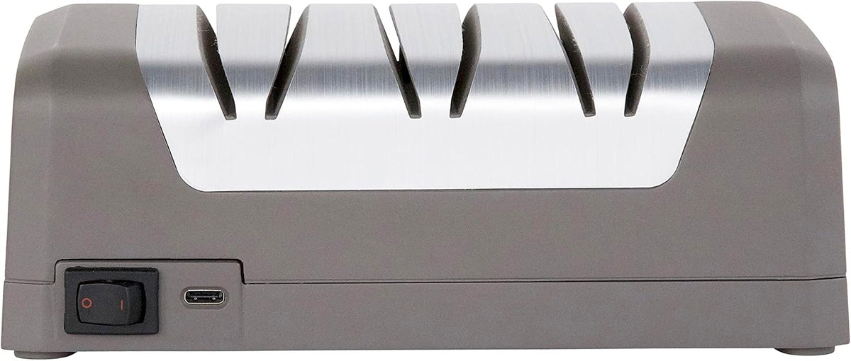 Electric Knife Sharpeners with Rechargeable Battery for 15 and 20-Degree Straight and Serrated Knives using 100-Percent Diamond Abrasives, 2-Stage, Gray