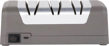 Electric Knife Sharpeners with Rechargeable Battery for 15 and 20-Degree Straight and Serrated Knives using 100-Percent Diamond Abrasives, 2-Stage, Gray