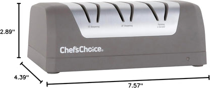 Electric Knife Sharpeners with Rechargeable Battery for 15 and 20-Degree Straight and Serrated Knives using 100-Percent Diamond Abrasives, 2-Stage, Gray