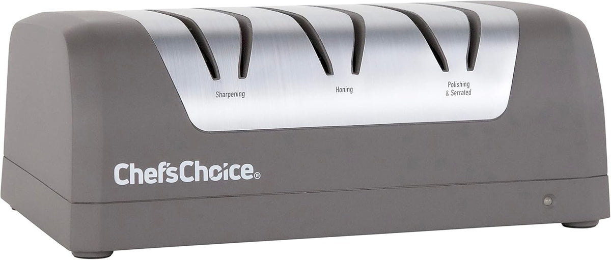 Electric Knife Sharpeners with Rechargeable Battery for 15 and 20-Degree Straight and Serrated Knives using 100-Percent Diamond Abrasives, 2-Stage, Gray