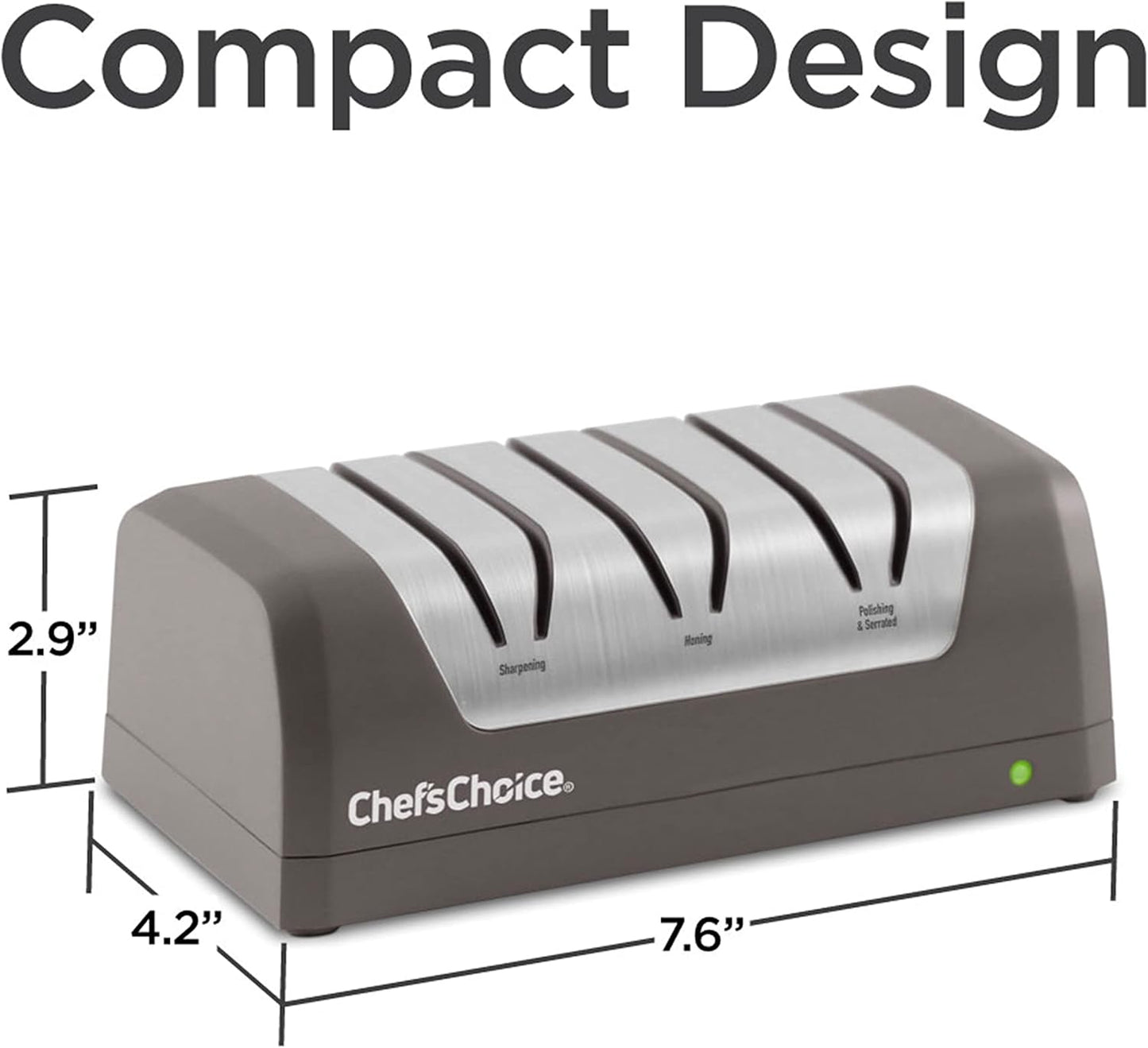 Electric Knife Sharpeners with Rechargeable Battery for 15 and 20-Degree Straight and Serrated Knives using 100-Percent Diamond Abrasives, 2-Stage, Gray