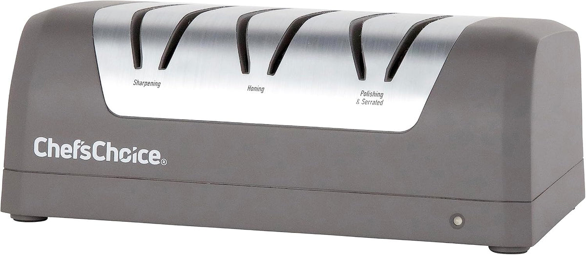 Electric Knife Sharpeners with Rechargeable Battery for 15 and 20-Degree Straight and Serrated Knives using 100-Percent Diamond Abrasives, 2-Stage, Gray