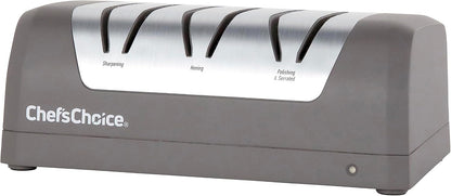 Electric Knife Sharpeners with Rechargeable Battery for 15 and 20-Degree Straight and Serrated Knives using 100-Percent Diamond Abrasives, 2-Stage, Gray