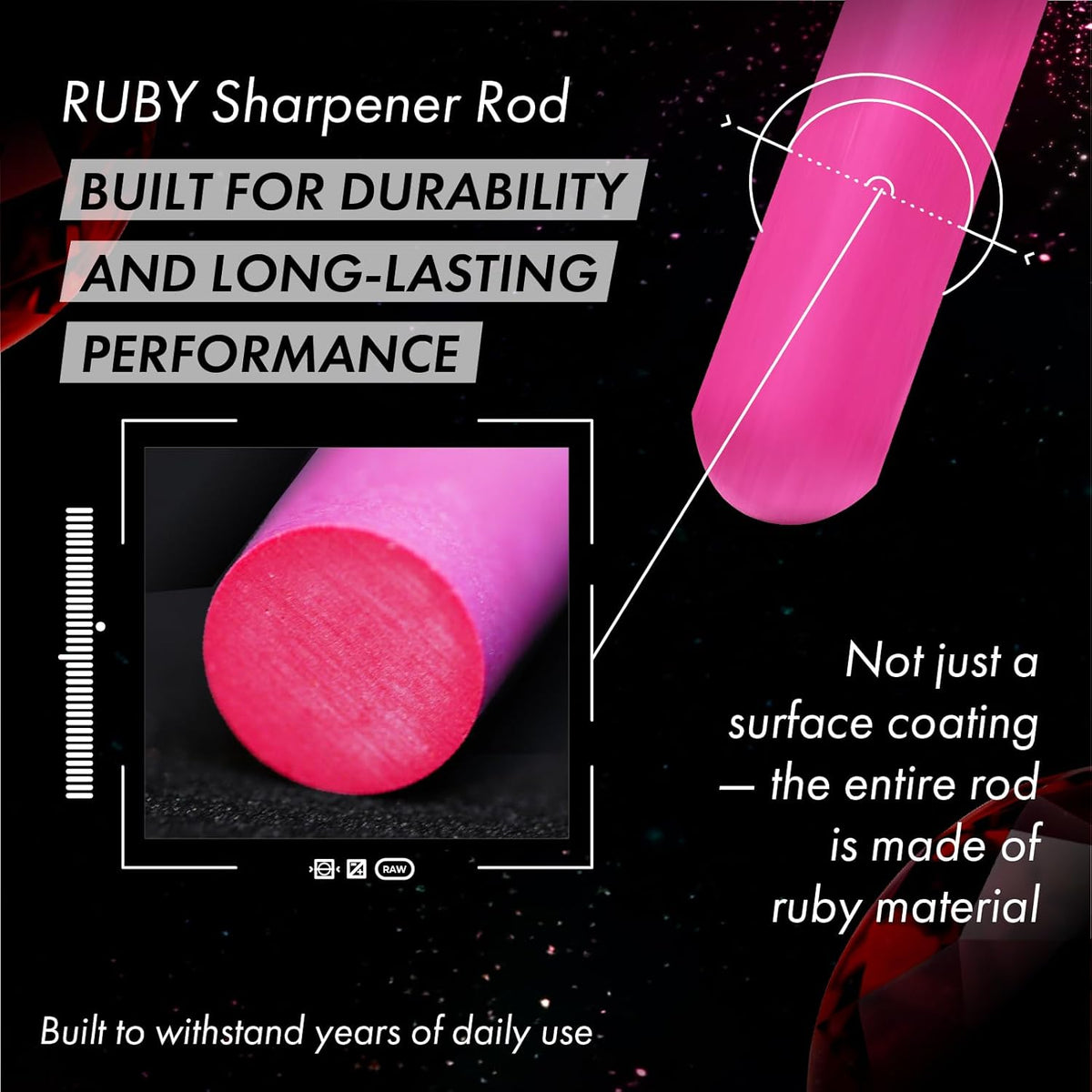 Ruby Sharpener Rod: Durable Knife Sharpener, Harder Than Steel Honing Rod, Japan Product
