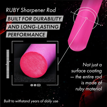Ruby Sharpener Rod: Durable Knife Sharpener, Harder Than Steel Honing Rod, Japan Product