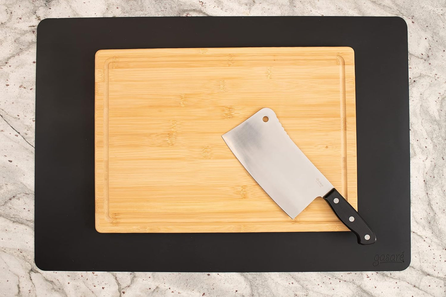 É, Set of 2, Extra Large, Thick, Silicone Mats for Kitchen Counter, Heat Resistant Mats, Countertop Protector, Non-Slip, Easy to Clean, 25 x 17 Inches x 1.4mm, Black