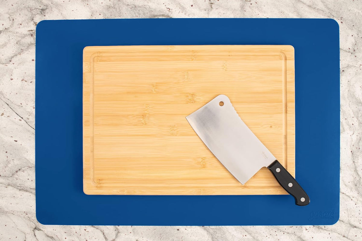 É, Set of 2, Extra Large, Thick, Silicone Mats for Kitchen Counter, Heat Resistant Mats, Countertop Protector, Non-Slip, Easy to Clean, 25 x 17 Inches x 1.4mm, Black