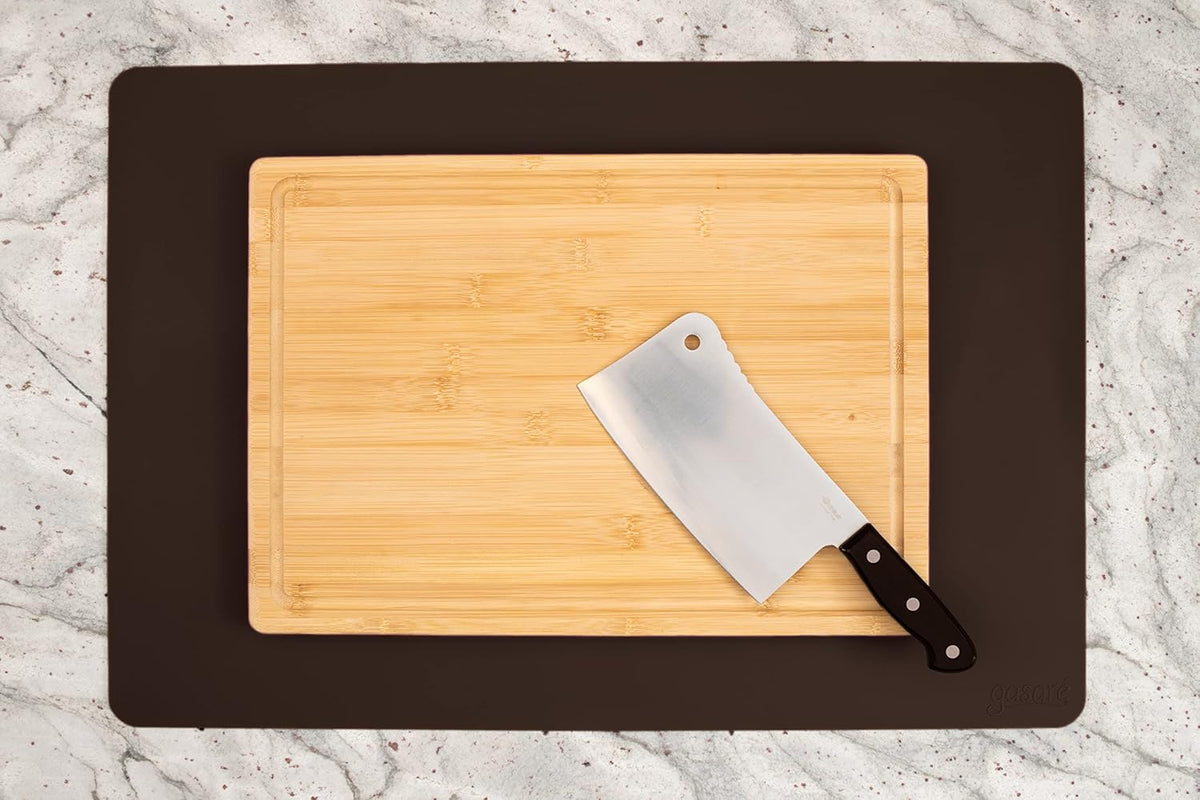 É, Set of 2, Extra Large, Thick, Silicone Mats for Kitchen Counter, Heat Resistant Mats, Countertop Protector, Non-Slip, Easy to Clean, 25 x 17 Inches x 1.4mm, Black