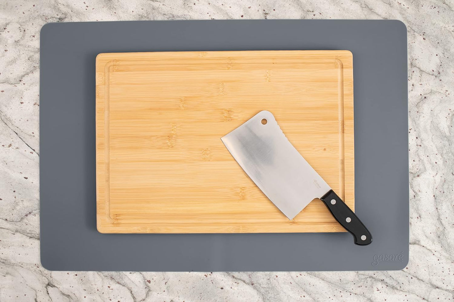 É, Set of 2, Extra Large, Thick, Silicone Mats for Kitchen Counter, Heat Resistant Mats, Countertop Protector, Non-Slip, Easy to Clean, 25 x 17 Inches x 1.4mm, Black