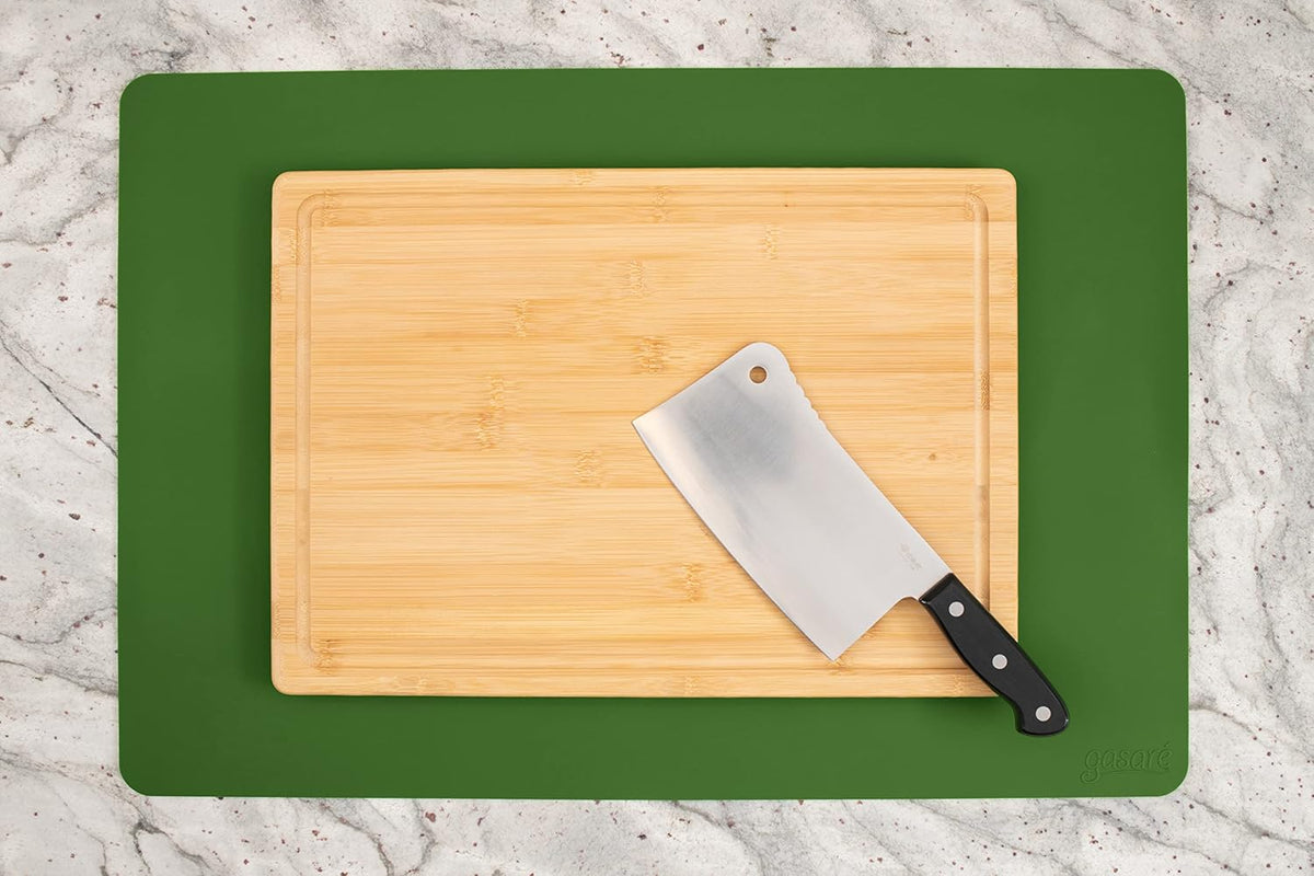 É, Set of 2, Extra Large, Thick, Silicone Mats for Kitchen Counter, Heat Resistant Mats, Countertop Protector, Non-Slip, Easy to Clean, 25 x 17 Inches x 1.4mm, Black